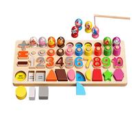 Blocs Puzzle Chiffres - 5-en-1 en Bois Premier Âge,Jeu de Pêche Magnétique | Idéal Maison École Famille Voyage Maternelle Jardin d'Activités de Groupe