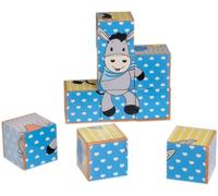 blocs puzzle en bois âne 9 pièces 14 cm bleu