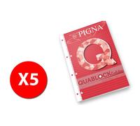 Blocs Quablock Evolution Pigna - A4 - 02112151r - Rainure 1r - 40 Feuilles Par Bloc - Pack De 5 Blocs