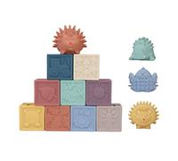 Blocs Souples Empilables pour bébé, Jouets de Construction en Silicone Souple aux Couleurs Vives pour la Stimulation Sensorielle, Ensemble de 13 Pièces pour Bébés de 6 Mois et Plus