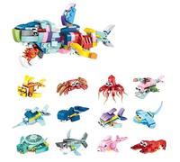Blocs sur la Vie Marine, Cadeau Anniversaire Enfants Invités,12PCS Mini Blocs de Construction, 3 IN 1 Mini Jouet de Construction, Toy Building Blocks Créatifs, Sac Cadeau pour Enfants de 3 à 12 Ans Ga