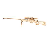 BlocteckToy AWM - Casse-tête en bois 3D pour fusil de sniper, modèle d'assemblage d'émetteur en bois gravé au laser 3D, cadeau créatif pour les amis (266 pièces/Burlywood)