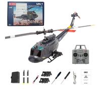 BlocteckToy Hélicoptère RC - C032 UH-1 Échelle 1/48 2,4 G 6 CH Flybar sans barre avec flux optique et maintien d'altitude, vol de 13 minutes, cascade 3D RTF, modèle de collection pour adultes, cadeau