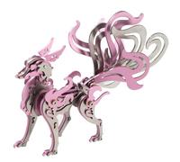 BlocteckToy Kit de modèle mécanique 3D en métal de renard à neuf queues (rose) - Puzzle en acier inoxydable, créature mythique à collectionner, décoration de bureau pour adultes et adolescents