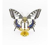 BlocteckToy Kit de modélisme 3D en métal Steampunk papillon - Sculpture mécanique Papilio Xuthus avec ailes réglables, pièce de collection d'art et scientifique en acier inoxydable (100 + pièces)