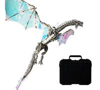 BlocteckToy Kit de puzzle 3D en métal avec lumière de sang punk aurore dragon - 3 000 + pièces d'assemblage ultime, pièce d'affichage mythique, conquête de bureau enchantée (3 000 + pièces)