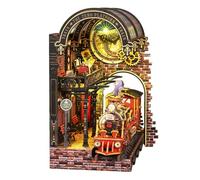 BlocteckToy Puzzle 3D en bois - Modèle de serre-livres en forme de train - Plateforme Zéro - Chef-d'œuvre artisanal - Steampunk - Cadeaux créatifs pour lecteurs et adultes amateurs
