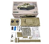 BlocteckToy Réservoir télécommandé, char RC British Crusader 1:16 - RTR jaune désert, télécommande 2,4 G 15 CH avec son, lumières et recul, modèle RC militaire proportionnel complet, deux modes de