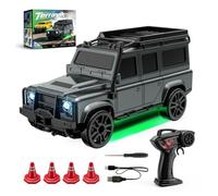 BlocteckToy Voiture tout-terrain télécommandée de bureau, échelle 1/64 2,4 G 4WD Moteur sans balais Mini voiture télécommandée tout-terrain avec double vitesse et lumières LED, cadeaux d'anniversaire