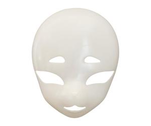 blodfune Blank Fox Mask For DIY Cosplay, White Unpainted Head Base | Durable plastic mask base with pre-cut holes, designed for DIY painting and fursuit arts