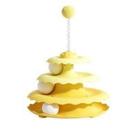 blodfune Cat Toy Roller 3-Level Turntable with Balls for Indoor Kittens | Durable PP Material, Interactive 3-Level Track, Automatic Return Design, Safe Edges, Perfect for Solo Play Yellow