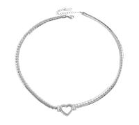 blodfune Collier avec pendentif en forme de cœur creux en forme de serpent en acier inoxydable à longueur réglable, bijou minimaliste polyvalent pour femme, rendez-vous galant, fête, 42+5 cm, Métal