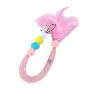 blodfune Jouet de rechange en filet élastique pour chat, forme de chenille mignonne avec boules en peluche, plumes de couleur macaron, tête de baguette pour chatons, cadeau interactif rose