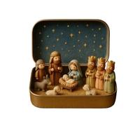 blodfune Mini crèche de Noël dans une boîte en étain