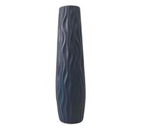blodfune Vase à poser au sol, en plastique mat blanc ou noir, surface lisse texturée, 58 cm de haut, récipient de fleurs artificielles, pour salon ou bureau, coin gris