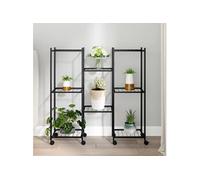 Bloemenstandaard met wielen 83x25x83,5 cm ijzer zwart343128