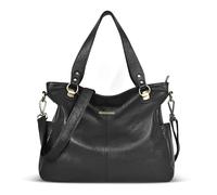 Blofinche Sac fourre-tout en cuir véritable pour femmes, sacs à main pour femmes, sacs à main doux à bandoulière, noir