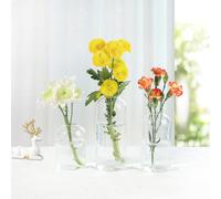 BlogBlog Lot de 3 vases en verre pour fleurs - Petits vases en verre pour décoration, vase à fleurs en vrac pour salon, table à manger, fête de mariage, événements, décoration d'intérieur,