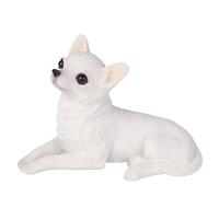 Blogiiup Chihuahua Figurine réaliste Blanche Chihuahua Statue 2.1x3.2 Résine Chihuahua Figurines de Chien collectionnables Mignons pour Tableau de Bord, Table, étagère, Figurines de Chien