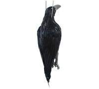 Blogiiup Dead Crow Lere, Dead Crow Lerey, 17 Pouces Halloween réaliste Suspendu à Plumes Black Crows LifeSize Raven Decor for Home Garden Yard, Black Crows