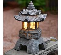 Blogiiup Ornements de Jardin Japonais, Ornements de Jardin de Statues de Lanterne de pagode Solaire, décoration Asiatique Zen en Plein air/Zen intérieur pour Balcon de Paysage, Jardin, Patio, Porche
