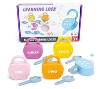 Blogiiup Toys de Cause à Effet, 5 Set Verrouillage et Pommes de Jouets clés Alphabet Apprentissage verrouille Montessori clés bébé