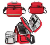 BLOGLOER Trousse de Secours Vide, avec Bandoulière, Double Couche | Trousse Infirmiere Pharmacie Voyage, Sac de Rangement de Médecine Portable, pour Maison Bureau voiture Camping et Randonnée