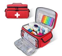 BLOGLOER Trousse de Secours Vide, Trousse Infirmiere Pharmacie Voyage, Sac de Rangement de Médecine Portable, 30x20x18CM, pour Maison Bureau voiture Camping et Randonnée