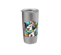 Blogueuse Unicorn Avec Micro Podcast Influencer Licorne Gobelet isotherme en acier inoxydable double paroi