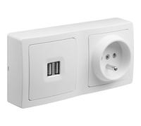 Blok Duo Prise Usb Double 2,1a + Prise De Courant 2p+t Blanc - 746823 - Debflex