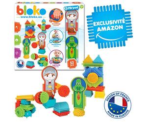 BLOKO - Coffret 50 avec 2 Figurines Dragon et Chevalier - Dès 12 Mois - Fabriqué en Europe - Jouet de Construction Enfant 1er âge - 6 Versions - 503547