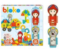 BLOKO - Coffret 50 BIoko avec 2 Figurines sur Le thème du Petit Chaperon Rouge et du Loup - Dès 12 Mois - Fabriqué en Europe - Jouet de Construction 1er âge - 503708