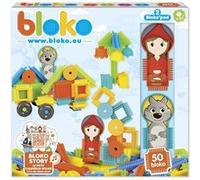 BLOKO - Coffret 50 BIoko avec 2 Figurines sur Le thème du Petit Chaperon Rouge et du Loup - Dès 12 Mois - Fabriqué en Europe - Jouet de Construction 1er âge - 503708