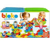 BLOKO - Coffret de 150 avec 2 Plaques de Jeu et 2 Figurines Famille - Dès 12 Mois - Fabriqué en Europe - Jouet de Construction 1er âge - 503625