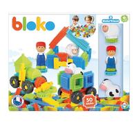 BLOKO - Coffret de jeu de construction BLOKO avec 50 blocs et 3 figurines sur le thème de la Ferme - Dès 12 mois - Fabriqué en Europe - Jouet de construction - 503592