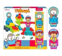 BLOKO - Coffret T’CHOUPI & LALOU - 50 Blocs de Construction + 2 Figurines - Dès 12 Mois - Facile à Manipuler - Jouet de Construction 1er âge - Fabriqué en Europe - 503728 Multicolore G