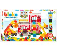 BLOKO - Grand Coffret Caserne Pompiers 100pcs + 2 Figurines 3D - Dès 12 Mois - Facile à Manipuler - Jouet Enfant 1 an et Plus - Fabriqué en Europe - 503635