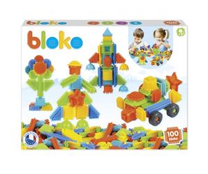 BLOKO - Mon Premier Jeu de Blocs de Construction - Dès 12 Mois - Facile à Manipuler - Jouet Enfant 1 an et Plus - Fabriqué en Europe (Coffret 100 - Multicolore)