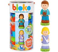 BLOKO - Tube de 100 avec 2 Figurines 3D Famille - Dès 12 Mois - Fabriqué en Europe - Jouet de Construction 1er âge - 503664 Multicolor
