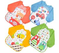 BLOMBLAUM Nangin Baby Lot de 4 bavoirs imperméables à manches pour bébé 6 à 36 mois