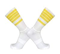 BLOMDE Chaussettes De Sport Homme Chaussettes De Course De Cyclisme En Silicone Antidérapantes Été Aero White Line-Bande Jaune_S 35-39