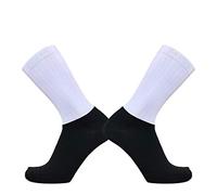 BLOMDE Chaussettes Sans Couture Chaussettes De Course De Cyclisme En Silicone Antidérapantes Été Aero White Line-Blanc Noir_S 35-39