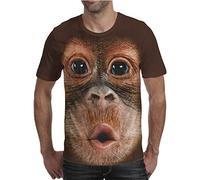 BLOMDE T-Shirt T-Shirt À Manches Courtes Imprimé Singe Drôle Drôle Orang-Outan À Manches Courtes-T0002Ml_L