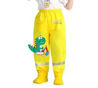 BLOMDES Waterproof Outdoor Little Boys Mud Dirty Proof Trousers Dinosauer Yellow for 4-5 Years