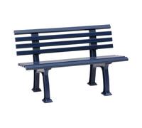 Banc d'extérieur en Plastique - à 9 Lames - Coloris Bleu Acier - Longueur 1200 mm - Banc pour Parc - Banc pour Jardin - Assise extérieur - PVC résistant