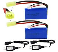 Blomiky Lot de 2 batteries Li-PO 7,4 V 1200 mAh 8,88 Wh et 2 câbles de charge USB de rechange pour camion RC 9310YL 9300 9301E 9302E 9303E 9304E 9305E RC Truck 9300 1200 2