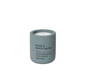 blomus - Bougie parfumée RAGA S en cire de soja, Flint Stone, parfum d'ambiance de haute qualité, parfum rose et blanc musc