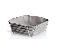 Blomus Panier à pain DELARA 63758 L acier chromé, sac coton, design moderne, 9,5x25,5x25,5 cm