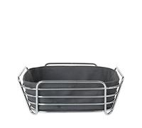 blomus -DELARA- corbeille à pain L en acier chromé, aimant, sac en tissu de coton, design tendance et moderne, polyvalent, look exclusif (H/L/P 9,5 x 25 x 25 cm, 63763)