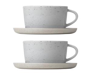blomus Tasse à thé avec soucoupe Sablo 25 cl lot de 2 Cloud